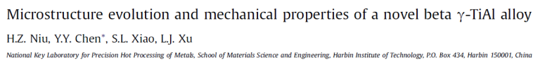 Read more about the article Microstructure evolution and mechanical properties of a novel beta γ-TiAl alloy