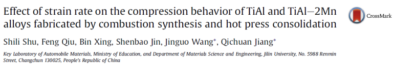 Read more about the article Effect of strain rate on the compression behavior of TiAl and TiAle-2Mn alloys fabricated by combustion synthesis and hot press consolidation