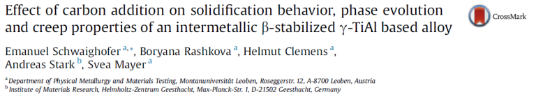 Read more about the article Effect of carbon addition on solidification behavior, phase evolution and creep properties of an intermetallic β-stabilized γ-TiAl based alloy