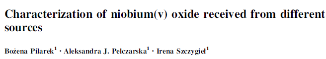 Read more about the article Characterization of niobium(v) oxide received from different sources