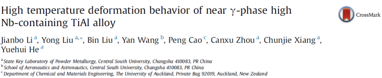 Read more about the article High temperature deformation behavior of near γ-phase high Nb-containing TiAl alloy