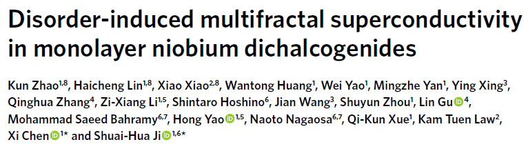 Read more about the article Disorder-induced multifractal superconductivity in monolayer niobium dichalcogenides