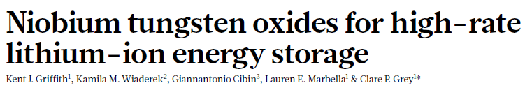Read more about the article Niobium tungsten oxides for high-rate lithium-ion energy storage