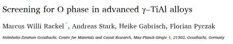 Read more about the article 134.Screening for O phase in advanced γ–TiAl alloys