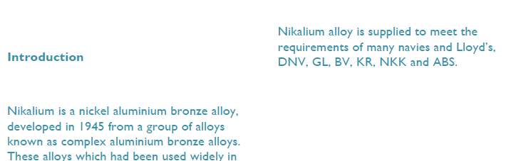 Read more about the article Nikalium propeller alloy