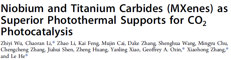 Read more about the article Niobium and Titanium Carbides (MXenes) as Superior Photothermal Supports for CO₂ Photocatalysis