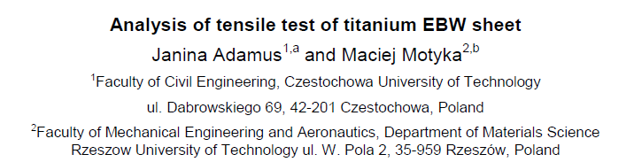Read more about the article Analysis of tensile test of titanium EBW sheet
