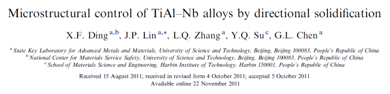 Read more about the article Microstructural control of TiAl–Nb alloys by directional solidification
