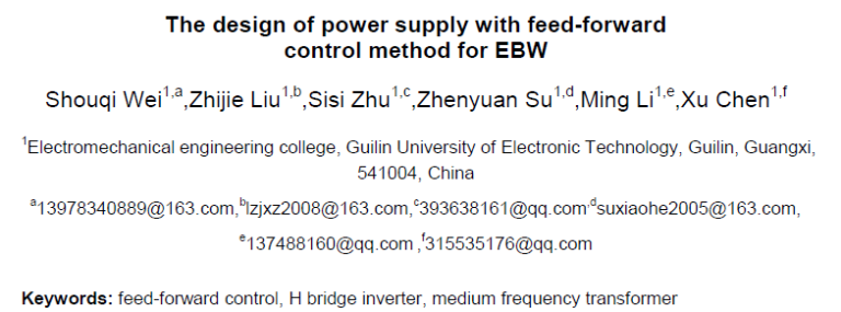 Read more about the article The design of power supply with feed-forward control method for EBW