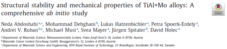 Read more about the article Structural stability and mechanical properties of TiAl+Mo alloys A comprehensive ab initio study