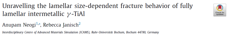 Read more about the article Unravelling the lamellar size-dependent fracture behavior of fully lamellar intermetallic γ-TiAl