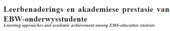 Read more about the article Leerbenaderings en akademiese prestasie van EBW-onderwysstudente