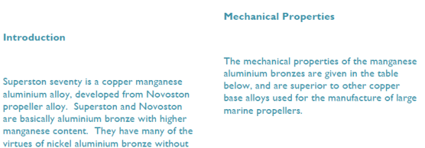 Superston Seventy propeller alloy