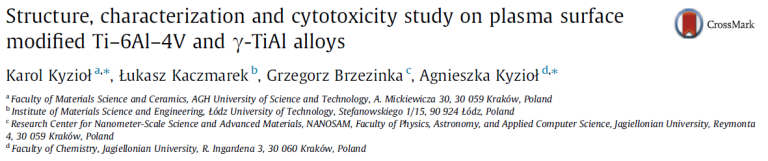 Read more about the article Structure, characterization and cytotoxicity study on plasma surface modified Ti–6Al–4V and γ-TiAl alloys