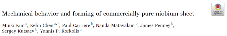 Read more about the article Mechanical behavior and forming of commercially-pure niobium sheet