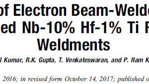 Tensile Behavior of Electron Beam-Welded and Post-Weld Vacuum-Annealed Nb-10% Hf-1% Ti Refractory Alloy Weldments