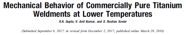 Mechanical Behavior of Commercially Pure Titanium Weldments at Lower Temperatures