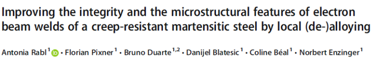 Read more about the article Improving the integrity and the microstructural features of electron beam welds of a creep-resistant martensitic steel by local (de-)alloying