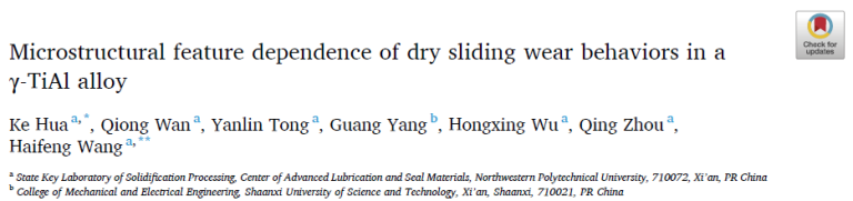 Read more about the article Microstructural feature dependence of dry sliding wear behaviors in a γ-TiAl alloy