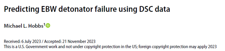 Read more about the article Predicting EBW detonator failure using DSC data