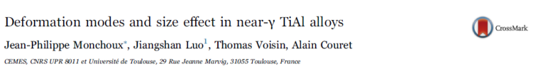 Read more about the article Deformation modes and size effect in near-γ TiAl alloys