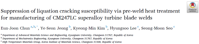 Read more about the article Suppression of liquation cracking susceptibility via pre-weld heat treatment for manufacturing of CM247LC superalloy turbine blade welds