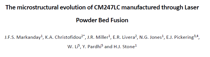 Read more about the article The microstructural evolution of CM247LC manufactured through Laser Powder Bed Fusion