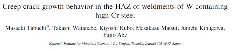 Read more about the article Creep crack growth behavior in the HAZ of weldments of W containing high Cr steel