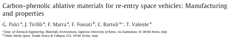 Read more about the article Carbon–phenolic ablative materials for re-entry space vehicles Manufacturing and properties