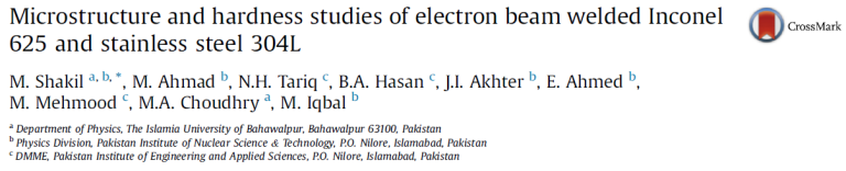 Read more about the article Microstructure and hardness studies of electron beam welded Inconel 625 and stainless steel 304L
