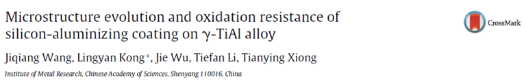 Read more about the article Microstructure evolution and oxidation resistance ofsilicon-aluminizing coating on γ-TiAl alloy