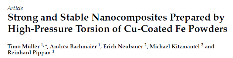Read more about the article Strong and Stable Nanocomposites Prepared by High-Pressure Torsion of Cu-Coated Fe Powders
