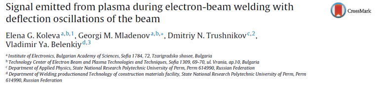Read more about the article Signal emitted from plasma during electron-beam welding with deflection oscillations of the beam