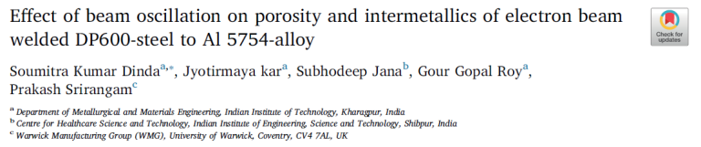 Read more about the article Effect of beam oscillation on porosity and intermetallics of electron beam welded DP600-steel to Al 5754-alloy