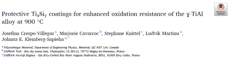 Read more about the article Protective TixSiy coatings for enhanced oxidation resistance of the ɣ-TiAl alloy at 900℃