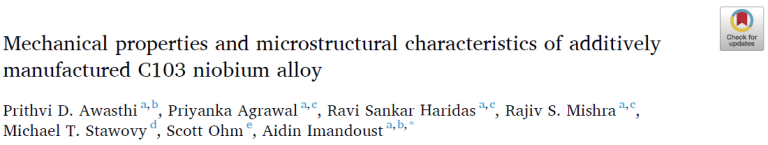 Read more about the article Mechanical properties and microstructural characteristics of additively manufactured C103 niobium alloy
