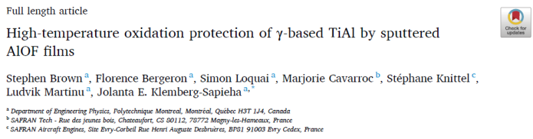 Read more about the article High-temperature oxidation protection of γ-based TiAl by sputtered AlOF films