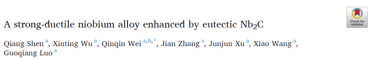 Read more about the article A strong-ductile niobium alloy enhanced by eutectic Nb2C