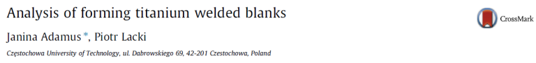 Read more about the article Analysis of forming titanium welded blanks