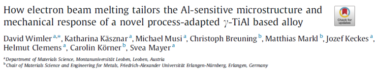 Read more about the article How electron beam melting tailors the Al-sensitive microstructure and mechanical response of a novel process-adapted γ-TiAl based alloy