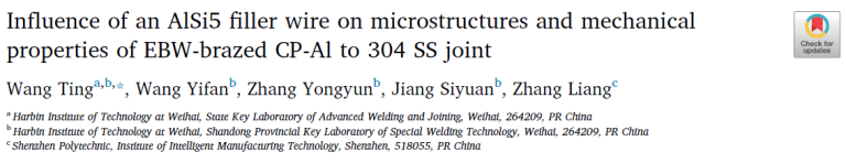 Read more about the article Influence of an AlSi5 filler wire on microstructures and mechanical properties of EBW-brazed CP-Al to 304 SS joint