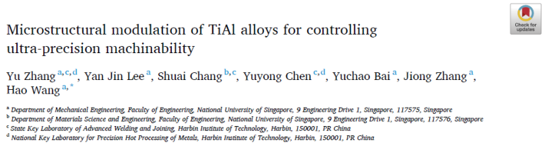 Read more about the article Microstructural modulation of TiAl alloys for controlling ultra-precision machinability