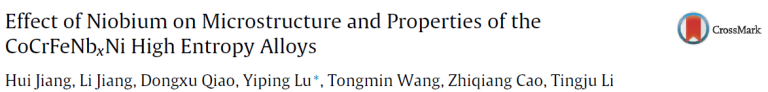 Read more about the article Effect of Niobium on Microstructure and Properties of the CoCrFeNbxNi High Entropy Alloys