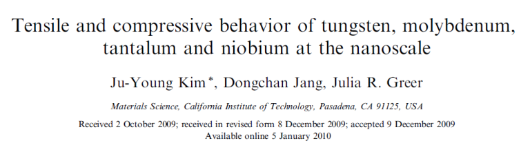 Read more about the article Tensile and compressive behavior of tungsten, molybdenum, tantalum and niobium at the nanoscale