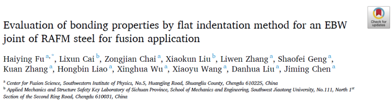 Read more about the article Evaluation of bonding properties by flat indentation method for an EBW joint of RAFM steel for fusion application