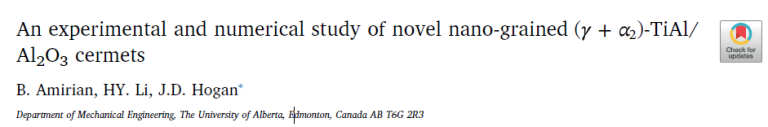 Read more about the article An experimental and numerical study of novel nano-grained (γ + α2)-TiAl_Al2O3 cermets