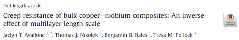 Read more about the article Creep resistance of bulk coppereniobium composites An inverse effect of multilayer length scale