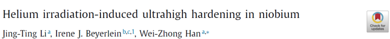 Read more about the article Helium irradiation-induced ultrahigh hardening in niobium