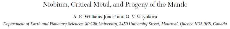Read more about the article Niobium, Critical Metal, and Progeny of the Mantle