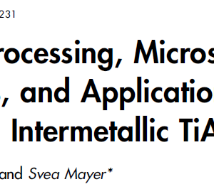 Design, Processing, Microstructure, Properties, and Applications of Advanced Intermetallic TiAl Alloys